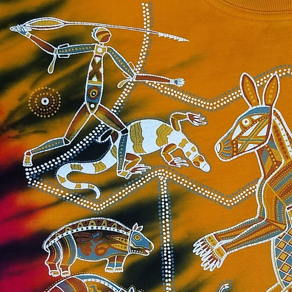 Churinga Australia Aboriginal Art Tie dye Size XL Vintage 90s - Picture 3 of 16